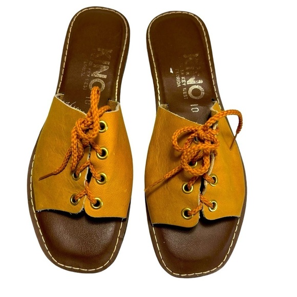 Kino Leather Lace Up Slip Ons Made In Key West Florida Sz 10 - Picture 1 of 12